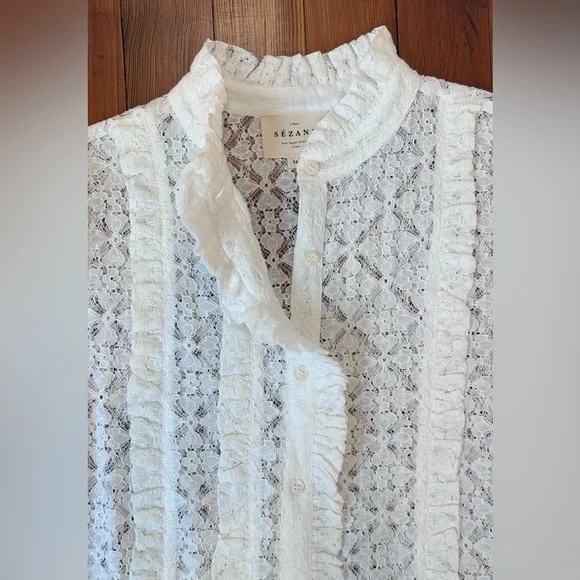 Sezane White Lace Blouse - Picture 8 of 14